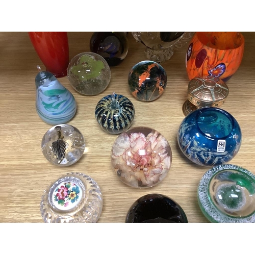 360 - A quantity of paperweights, Studio glass, etc.