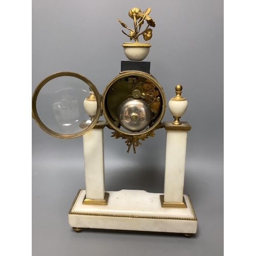 362 - A French ormolu mounted and white marble clock garniture, c.1900, height 40cm