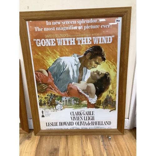 364 - Two framed film posters: Breakfast and Tiffanys and Gone with The Wind