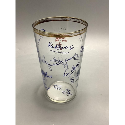 380 - A Newcastle United FA Cup winners glass 1954, height 14.5cm