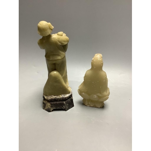 381 - Four Chinese soapstone carvings, H 19.5cm (largest)