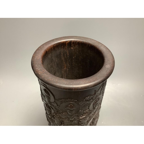 383 - A Chinese cylindrical composition brushpot, height 30cm