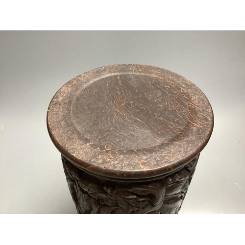 383 - A Chinese cylindrical composition brushpot, height 30cm