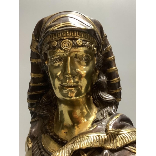 384 - An Egyptian style bronze bust of a woman, height 34cm