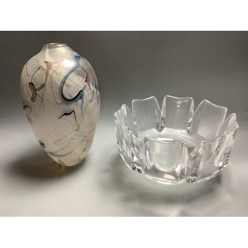 391 - An Orrefors glass bowl, a Whitefriars bowl and two others, largest 25cm