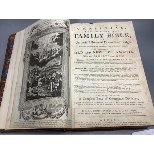 410 - Christians New and Complete Family Bible c1750, together with Poems on Several Occasions London 1718... 