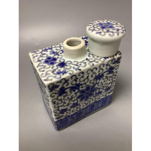 450 - A Chinese blue enamelled tea caddy, height 16cm