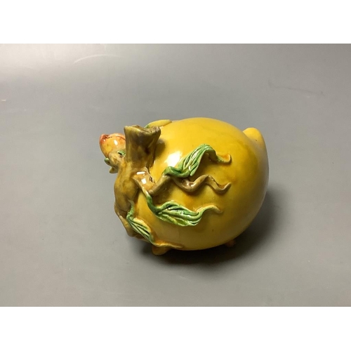 451 - A Chinese 'peach' porcelain water dropper, length 10cm