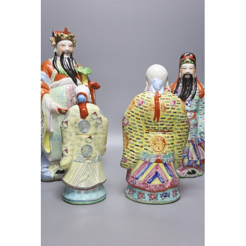 459 - Four 20th century earthenware Chinese figures, tallest 39cm