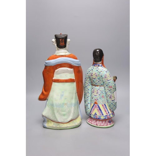 459 - Four 20th century earthenware Chinese figures, tallest 39cm