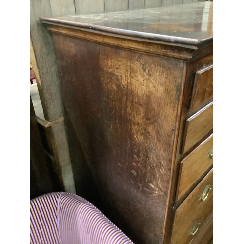 50 - An 18th century oak chest on stand, width 100cm, depth 54cm, height 140cm