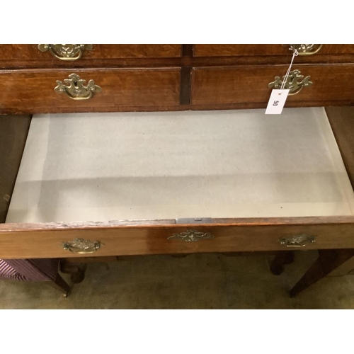 50 - An 18th century oak chest on stand, width 100cm, depth 54cm, height 140cm