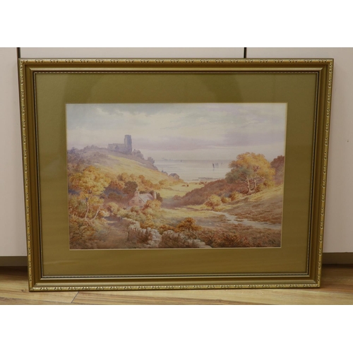 557 - Frederick John Snell (1862-1935), watercolour, Wembury Church, signed, 34 x 50cm