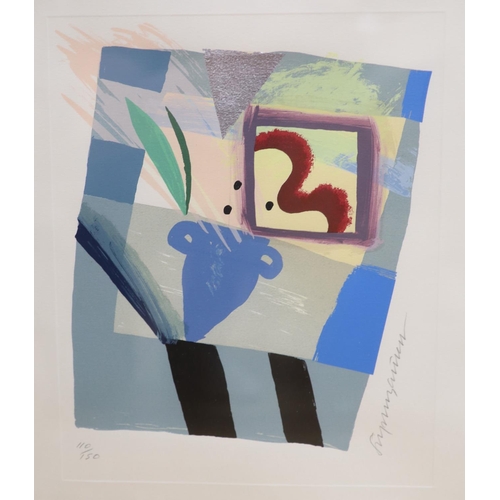 571 - Stephen Bartlett (1942-), screenprint, 'Winter', signed, 110/150, overall 54 x 47cm and Hazel Morris... 