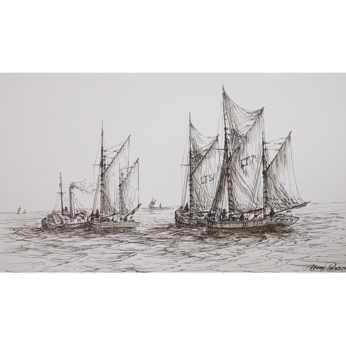 572 - Max Parsons A.R.C.A. (1915-1998), a group of five watercolour drawings of sailing clippers and other... 