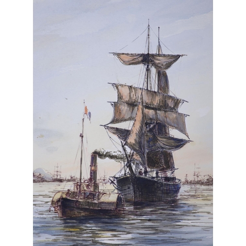 572 - Max Parsons A.R.C.A. (1915-1998), a group of five watercolour drawings of sailing clippers and other... 