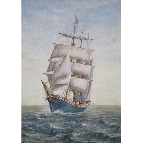 576 - Max Parsons A.R.C.A. (1915-1998), Sailing clipper at sea, signed and two other oils on board by the ... 