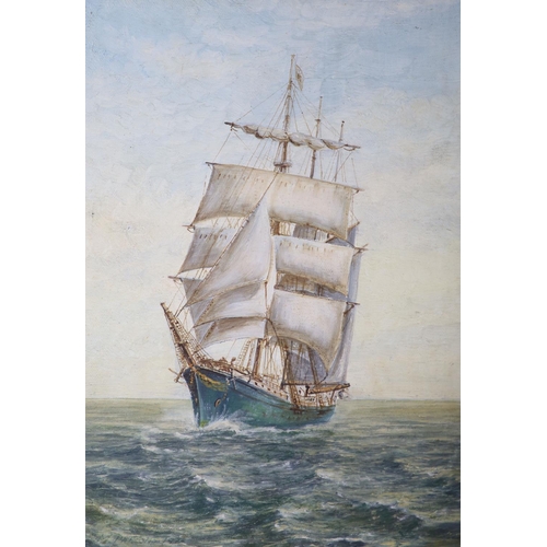 576 - Max Parsons A.R.C.A. (1915-1998), Sailing clipper at sea, signed and two other oils on board by the ... 