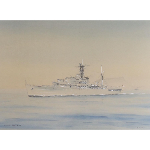 579 - Eric Erskine Campbell Tufnell (1888-1978), watercolour, 'HMS Surprise', signed, 19 x 27cm... 