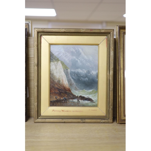 585 - William Broome (1838-1892), oil on canvas, 'Stormy weather near Folkestone', signed, 24 x 19cm... 