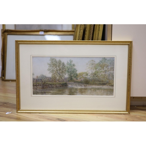 594 - Walter Field, A.R.W.S., (1837-1901), watercolour, 'Old weir, Cleve', signed and dated 1870, 18 x 38c... 