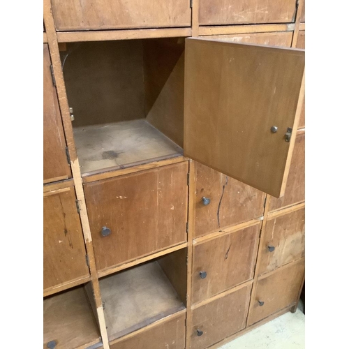 6 - A mid 20th century locker cabinet (one door missing), width 128cm, depth 33cm, height 168cm... 