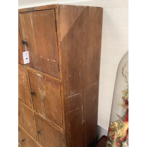 6 - A mid 20th century locker cabinet (one door missing), width 128cm, depth 33cm, height 168cm... 