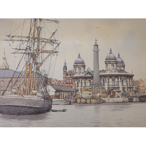 616 - Max Parsons A.R.C.A. (1915-1998), a watercolour of 'Princes Pier', Hull and three other Hull-related... 