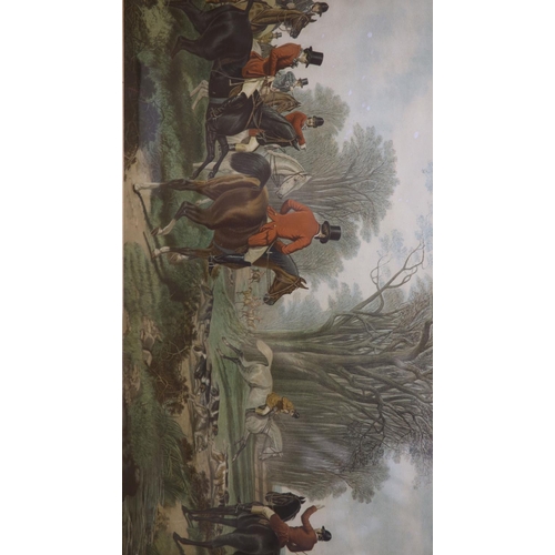 620 - After John Frederick Herring Snr., three coloured lithographs, Hunting scenes, 39 x 71cm... 