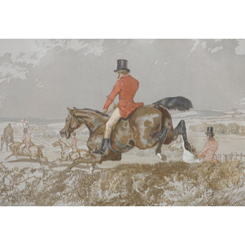 627 - After Herring Snr., a set of four chromolithographs, Hunting scenes, 18 x 26cm