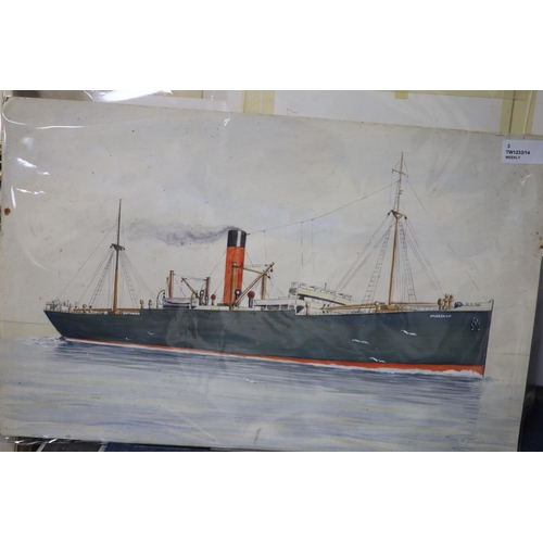 629 - Max Parsons A.R.C.A. (1915-1998), watercolour on card, SS Marengo, signed and dated July 28, 1933, f... 