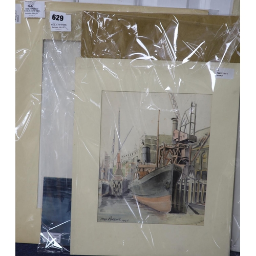 629 - Max Parsons A.R.C.A. (1915-1998), watercolour on card, SS Marengo, signed and dated July 28, 1933, f... 