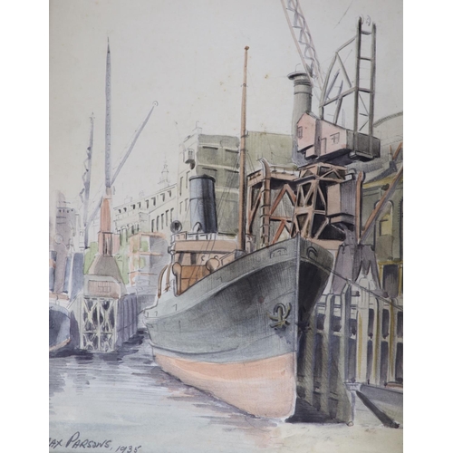 629 - Max Parsons A.R.C.A. (1915-1998), watercolour on card, SS Marengo, signed and dated July 28, 1933, f... 