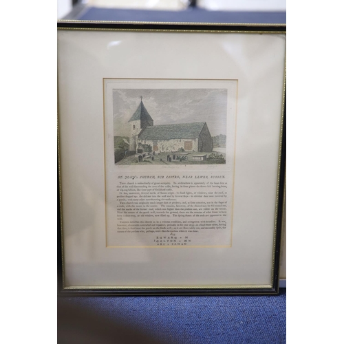 636 - Patrick Hanks, watercolour, Cuckmere Haven, 10 x 18cm, with two local themed prints