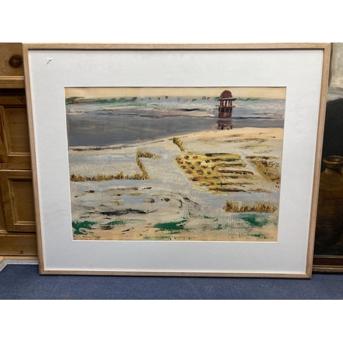 658 - Niamh Collins (1956-), two oils on paper, View from Port, Agra, signed and dated 1990, 52 x 71cm and... 