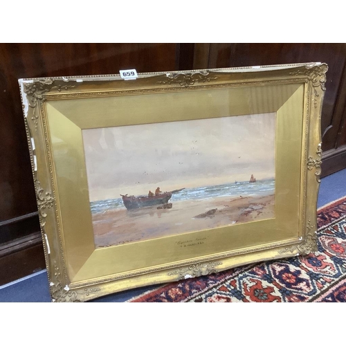 659 - Thomas Bush Hardy (1842-1897), Euihen Sands, signed, dated 1879 and titled, 25 x 42cm