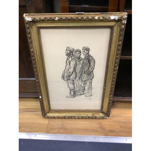 667 - Théophile Alexandre Steinlen (1859-1923), lithograph, Three German sailors, signed in the print, num... 