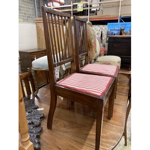 77 - A pair of mahogany bedroom chairs, labelled Beard Watson, Sydney