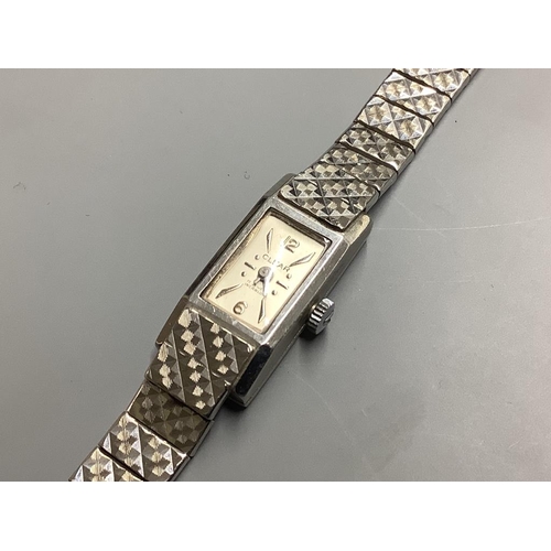 782 - A lady's 1960's 9ct white gold Clear manual wind cocktail wrist watch, on a 9ct white gold bracelet,... 