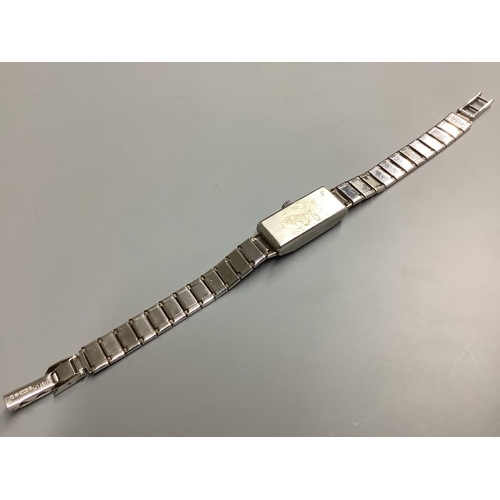 782 - A lady's 1960's 9ct white gold Clear manual wind cocktail wrist watch, on a 9ct white gold bracelet,... 