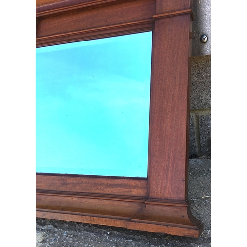 20 - An early 20th century mahogany overmantel mirror, width 144cm, height 77cm