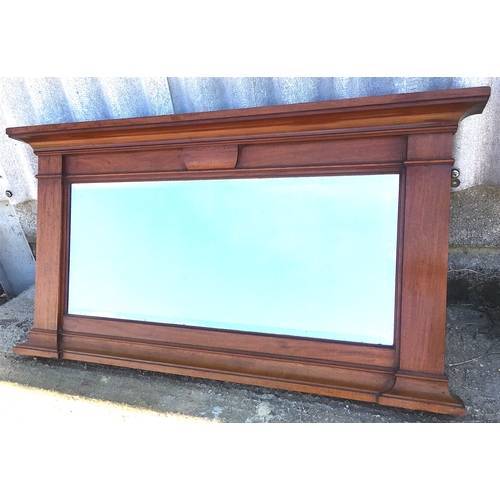 20 - An early 20th century mahogany overmantel mirror, width 144cm, height 77cm