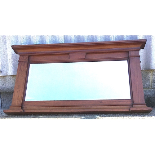 20 - An early 20th century mahogany overmantel mirror, width 144cm, height 77cm