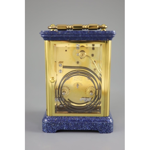 179 - A 20th Century Swiss-made brass carriage clock, Matthew Norman, London,No 1751A, The brass case with... 