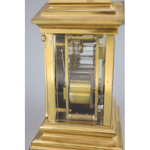 180 - A large hour repeating architectural cased carriage clock, late 19th centurythe white enamelled dial... 