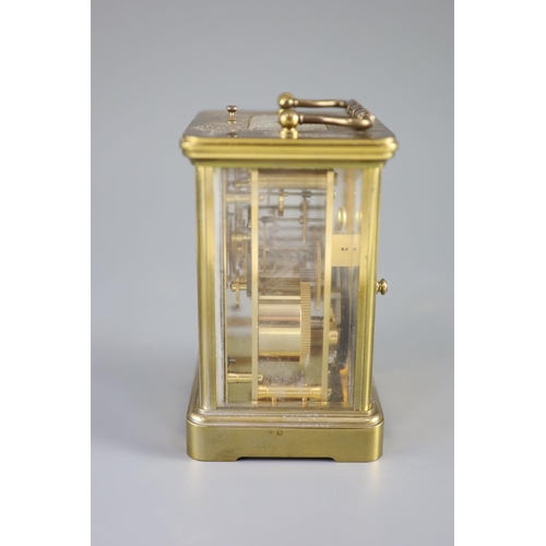 182 - A large Swiss-made brass carriage clock, Matthew Norman, London, 20th centuryNo 1751A, white dial wi... 