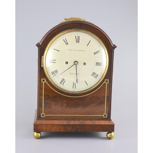 184 - A Regency mahogany cased twin fusee bracket clock, Thomas Maughan, London,the 8" dial with blac... 