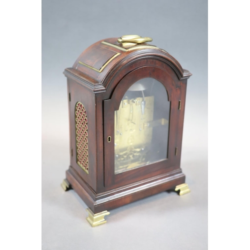 186 - A George III eight day mahogany and brass mounted bracket clock,the silvered arch dial with Roman an... 