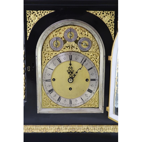 188 - A large late Victorian ormolu mounted bracket clock,the dial with black Roman numerals, surrounded b... 