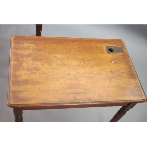 196 - A pair of Victorian mahogany writing tables,with rounded rectangular tops, once fitted with inkwells... 